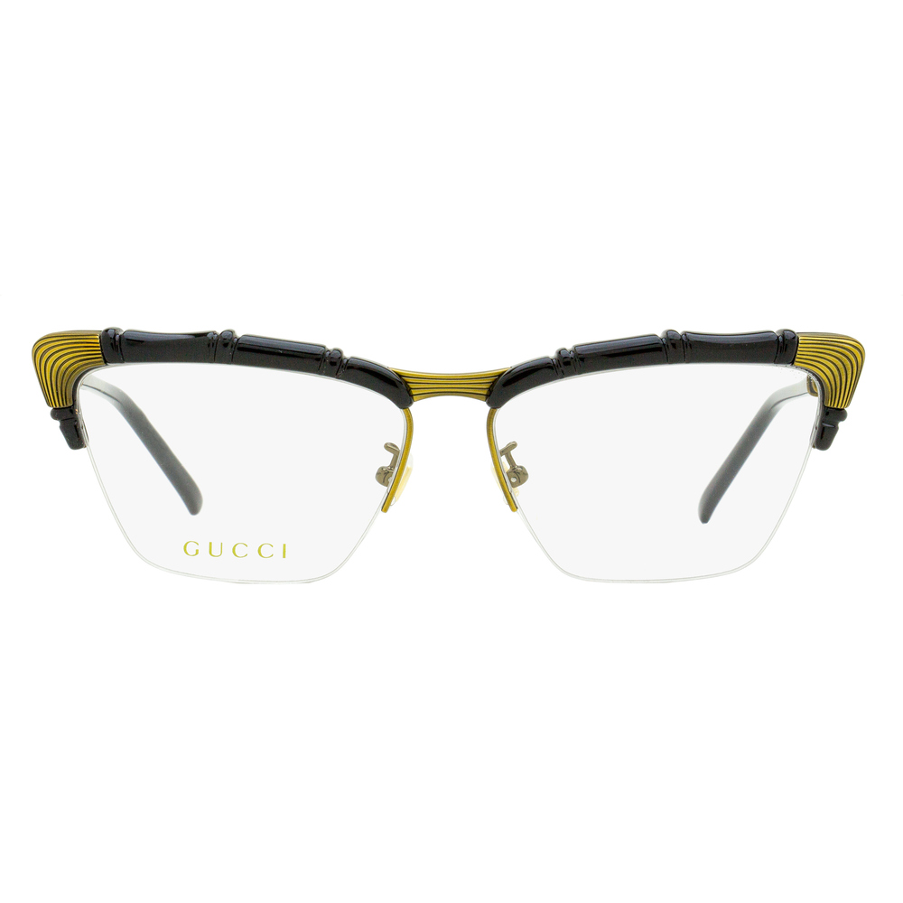 Gucci Bamboo Signature Eyeglasses GG0660O 001 Black/Antique Gold 58mm - Picture 2 of 2
